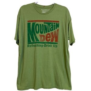 Mountain Dew Mens XL T-Shirt Green Vintage Graphic Refreshing Drink Up TNT Tee